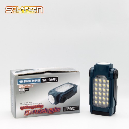 정품 국산 쏠라젠 다용도 충전식 LED 후레쉬 작업등 / SWL-240RFU / 제품구성 : 본체, 파우치, 애플8핀&amp;마이크로5핀케이블